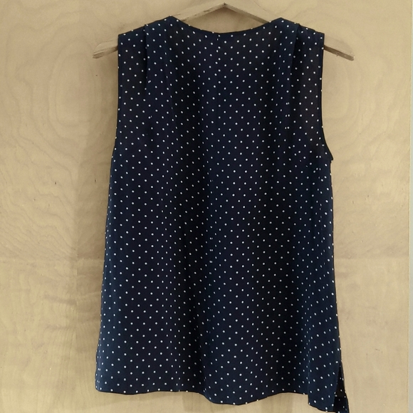 MADEWELL 100% silk sleeveless navy blue top white polka dots size small - Picture 4 of 4